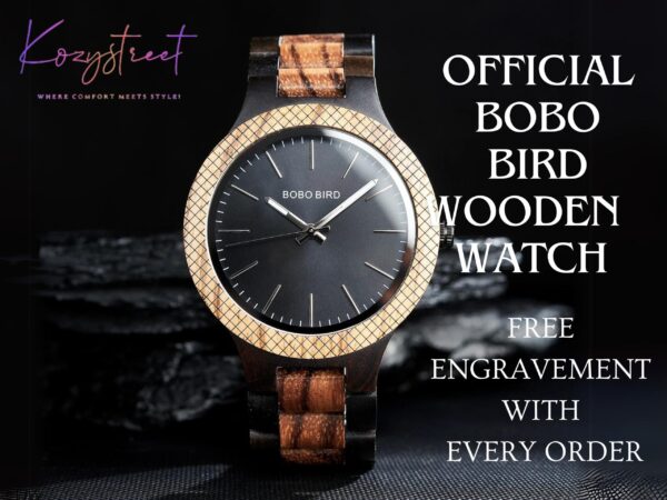 Personalized Wooden Watch – Anniversary Gift for Him | Engraved Wood Watch for Groomsmen, Boyfriend & Dad