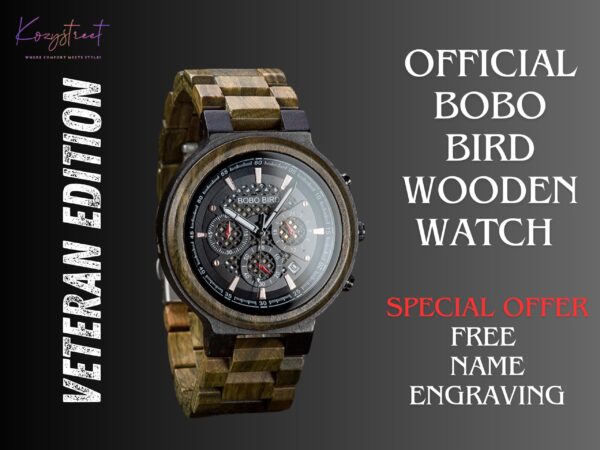 Latest Military Green Sandalwood Wooden Watch – Custom Engraved Gifts for Veterans, Husband, Brother, Boyfriend & Grandfather