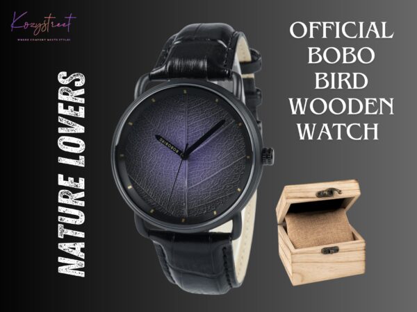 Men's Leaf Dial Watch: Genuine Leather Strap