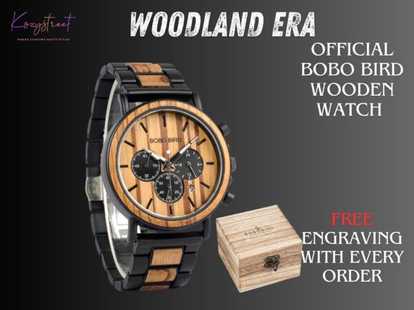 Engraved Wood Watch – Mens Watch | Perfect Anniversary & Wedding Gift for Husband, Father of Bride, Groom Dad