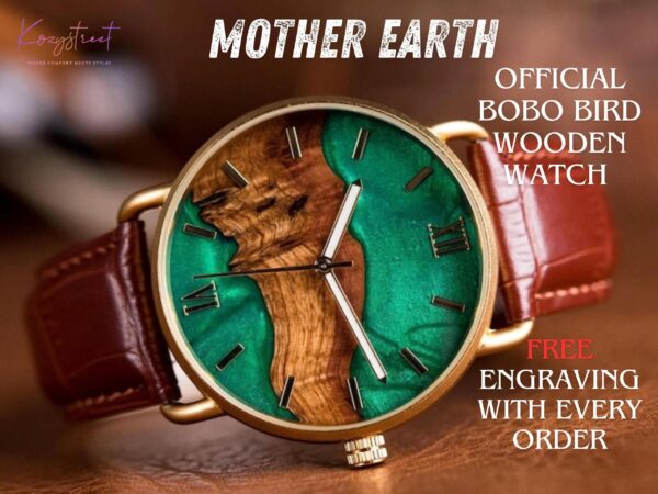 Engraved Wooden Watch with Leather Strap – Best Gift for Him | Personalized Anniversary & Birthday Gift