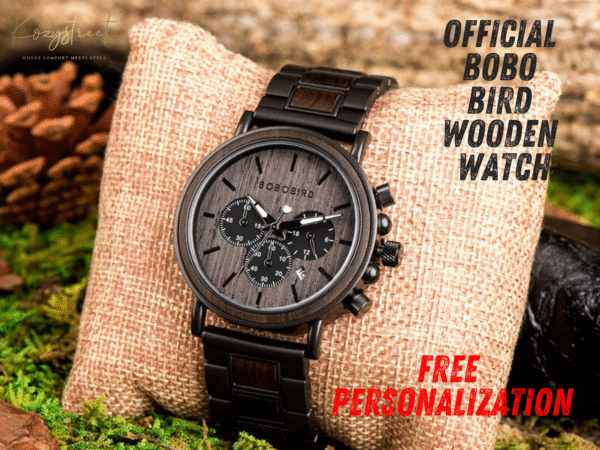 Personalized Wooden Watch – Luxury Military Quartz Chronograph | FREE Engravement & Delivery
