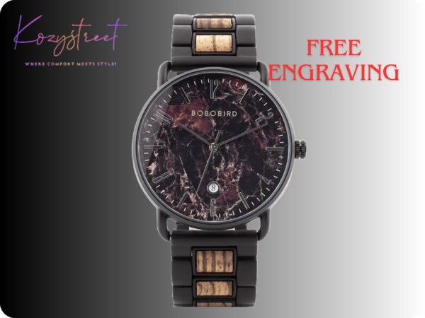 Personalized Wooden Watch for Husband - Engraved Anniversary Gift