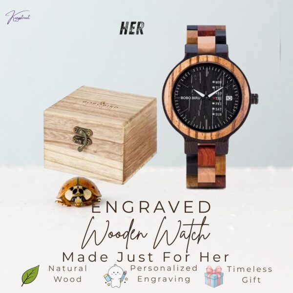 Personalized Wooden Watch for Men - Custom Engraved Gift