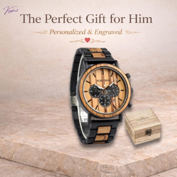 Personalized Wooden Watch for Groomsmen - Engraved Wedding Gift