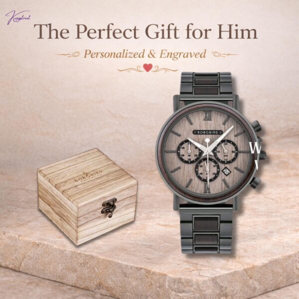 Personalized Wooden Watch for Dad - Engraved Birthday Gift