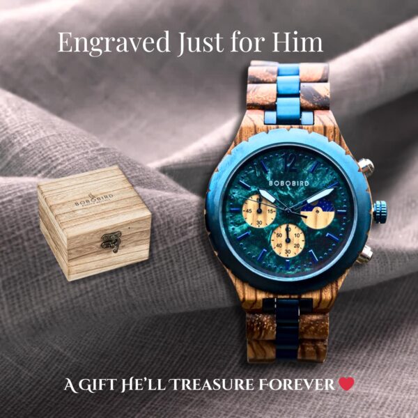 Personalized Wooden Watch for Dad - Engraved Birthday Gift