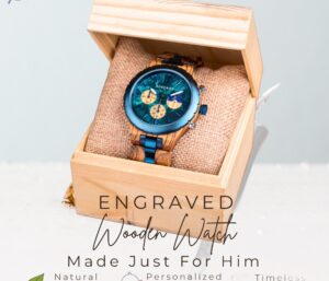 Personalized wooden watch for boyfriend with custom engraving