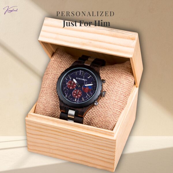 Personalized Wooden Watch for Husband - Engraved Anniversary Gift