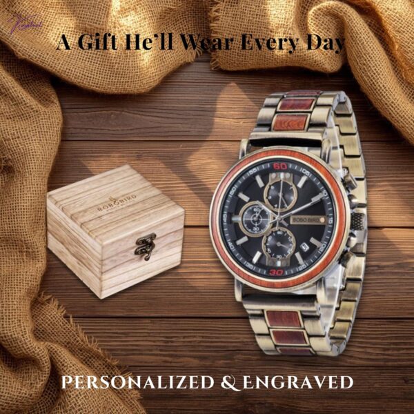 Personalized Wooden Watch for Groomsmen - Engraved Wedding Gift